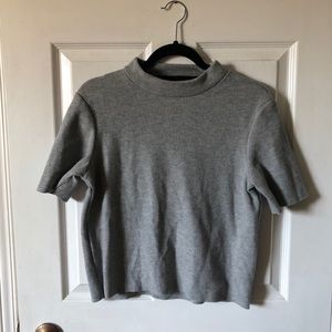 Zara Knit grey shirt sleeve mock neck sweater